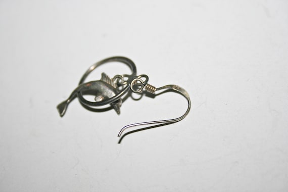 Vintage Sterling Silver Dolphin Drop Earrings - image 4