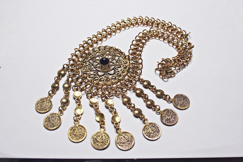 Vintage Middle Eastern Gold Tone Coin Necklace