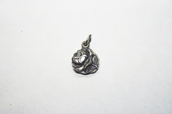 Antique French Lourdes Silver Tone Rose Slider Pe… - image 1