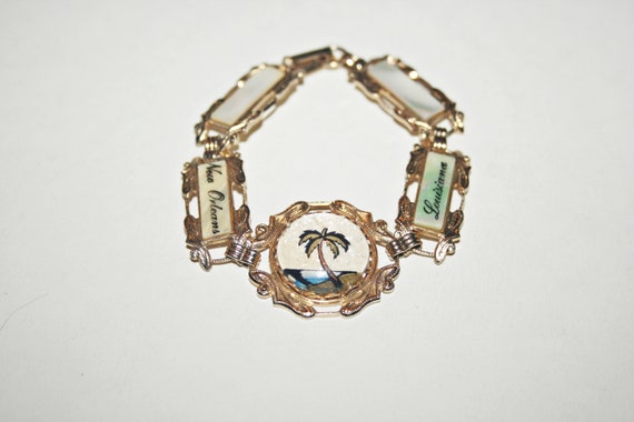 Mid Century Louisiana Souvenir Panel Bracelet - image 3