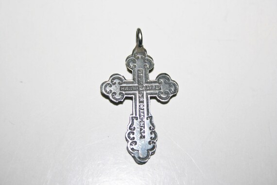 Antique 84 Silver Imperial Russian Cross Pendant - image 9