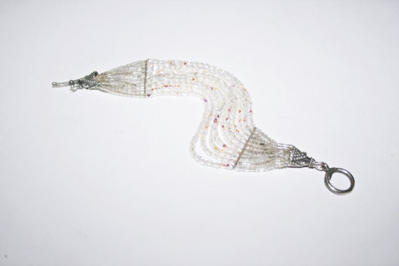 Vintage Artisan Crystal Beaded Bracelet with Ster… - image 2