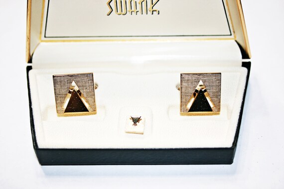 Vintage Art Deco Swank Cuff Links and Tie Tack Set - image 5