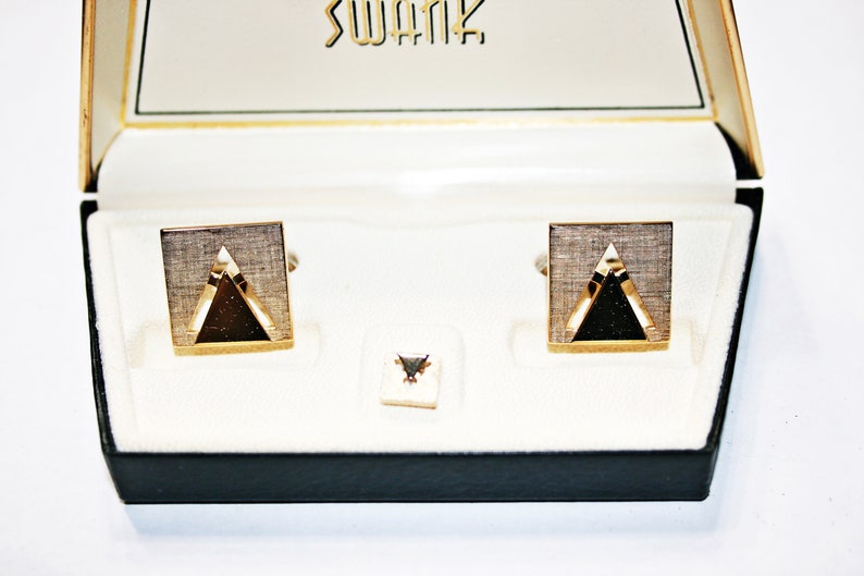 Vintage Art Deco Swank Cuff Links and Tie Tack Set