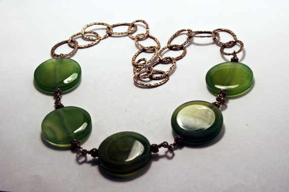 Vintage Sterling Silver and Green Chalcedony Neck… - image 9