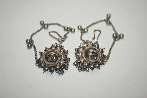 Vintage Sterling Silver Ethnic Indian Earrings - image 7