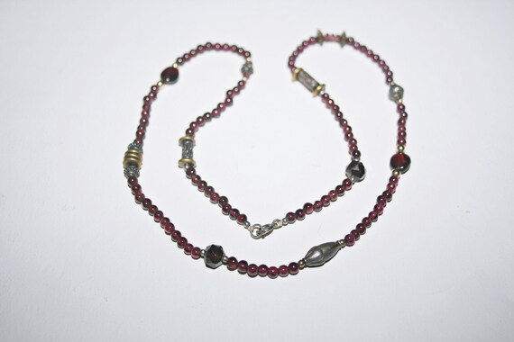 Vintage Boho Garnet Beaded Necklace - image 1
