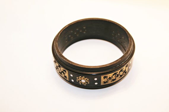 Vintage Horn Pique Bracelet with Silver and Gold … - image 9