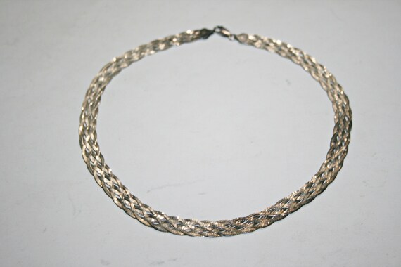 Vintage Sterling Silver Mesh Chain Necklace - image 1