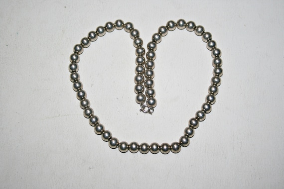 Vintage Sterling Silver Modernist Beaded Necklace