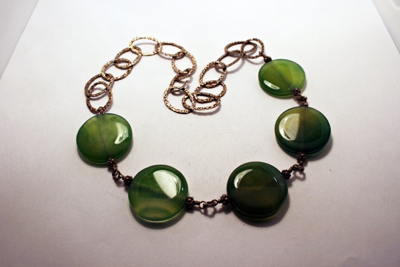 Vintage Sterling Silver and Green Chalcedony Neck… - image 7