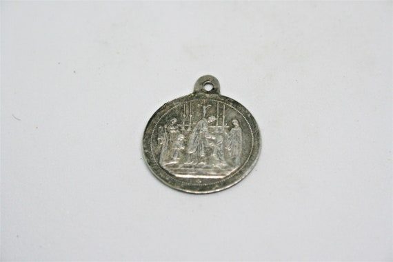 Antique French Silver First Communion Pendant - image 8