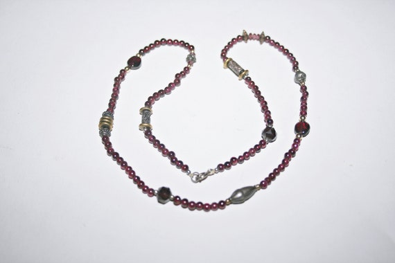 Vintage Boho Garnet Beaded Necklace - image 3