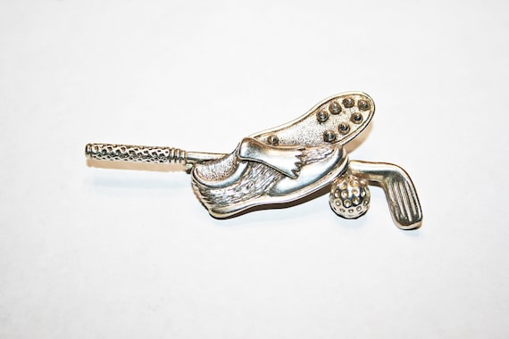 Vintage Sterling Silver Golf Brooch - image 1