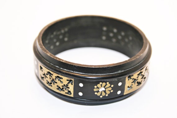 Vintage Horn Pique Bracelet with Silver and Gold … - image 6