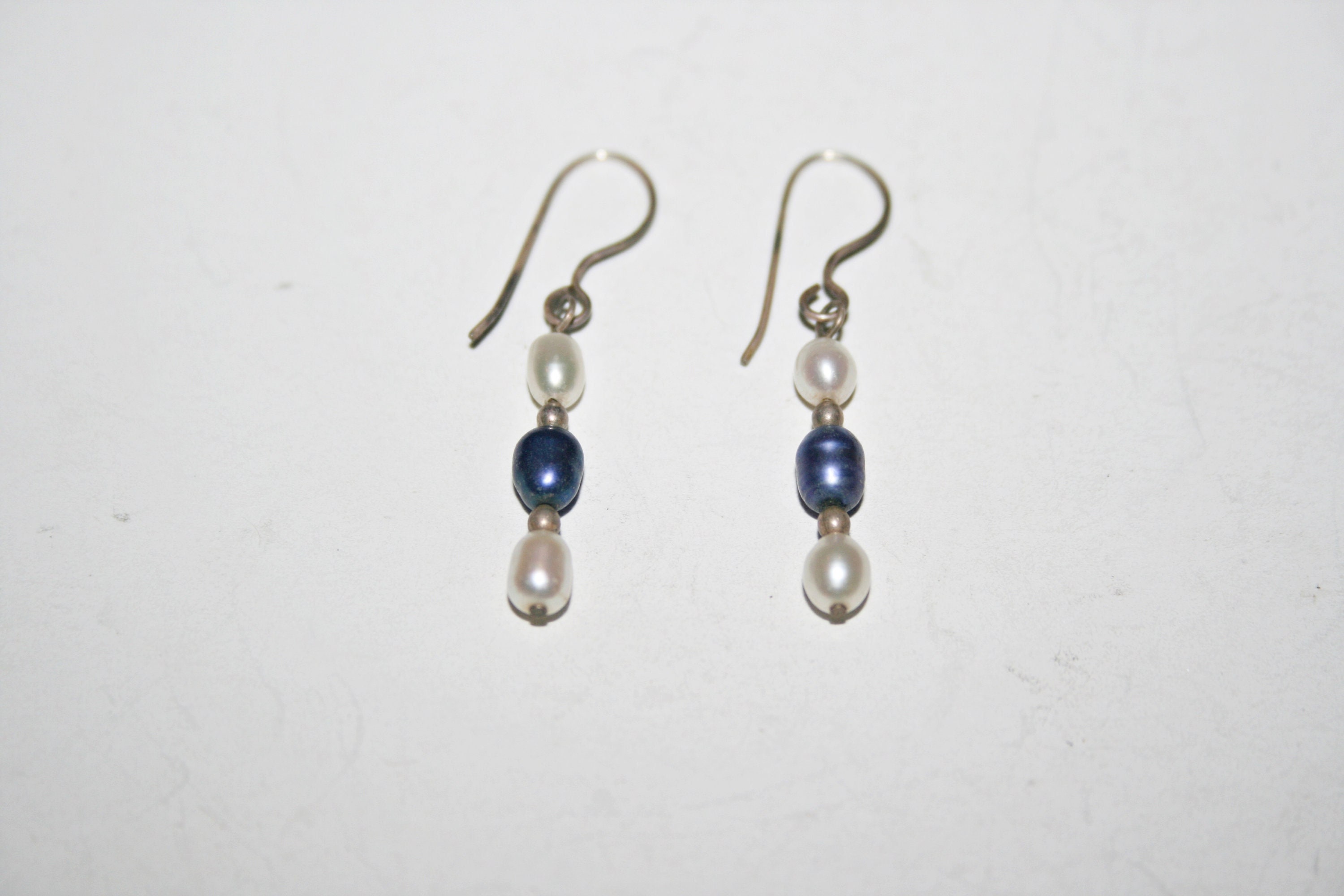 Vintage Sterling Silver Pearl Drop Earrings - Etsy