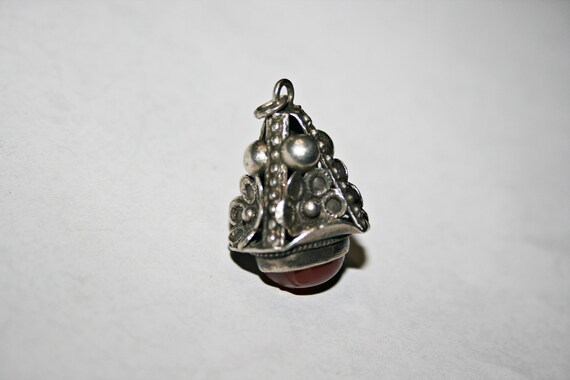 Antique Sterling Silver and Carnelian Glass Fob - image 5