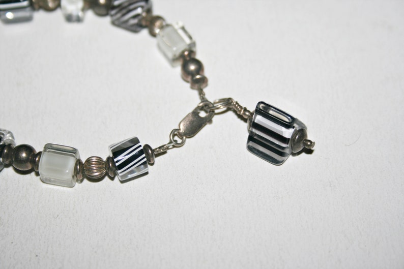 Vintage Sterling Silver Lampwork Glass Bracelet