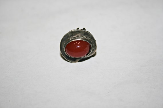 Antique Sterling Silver and Carnelian Glass Fob - image 3