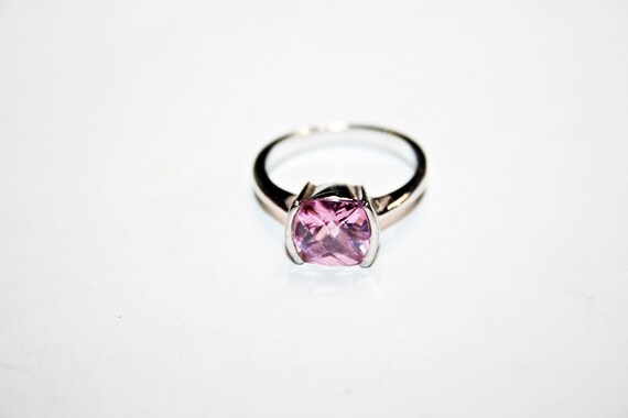 Size 8 - Vintage Pink Crystal and Sterling Silver… - image 1