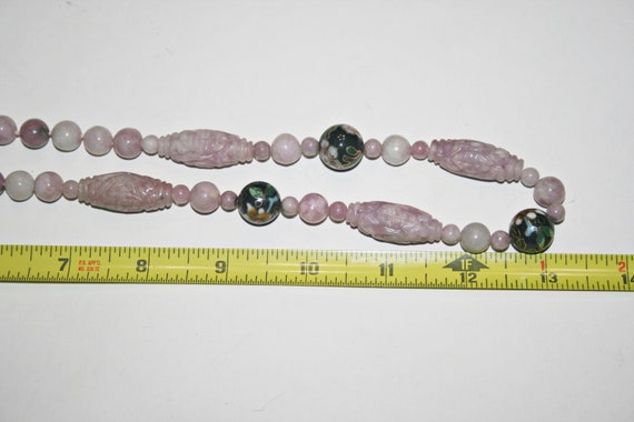 Vintage Lavender Jade and Cloisonne Necklace - image 2