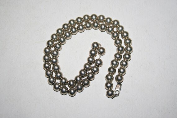 Vintage Sterling Silver Modernist Beaded Necklace