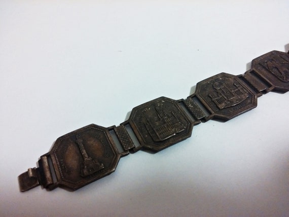 7.6" Antique Belgium Art Deco Souvenir Bracelet - image 5