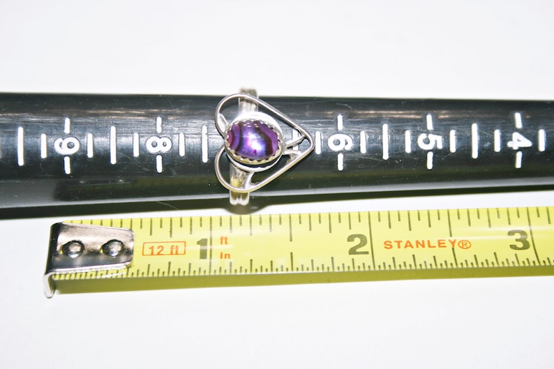 Vintage Sterling Silver Purple Abalone Shell Ring Size 7