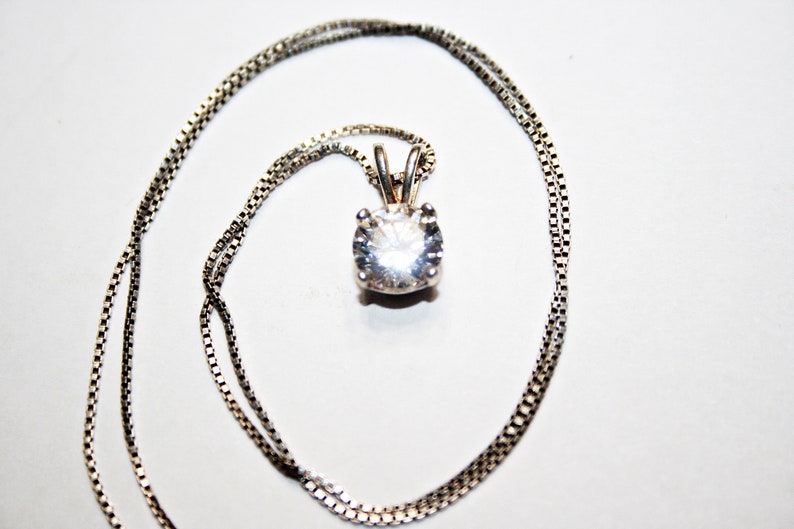 Vintage Sterling Silver and Cubic Zirconia Pendant Necklace