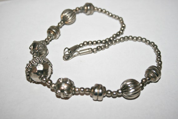 Vintage Ethnic Silver Tone Necklace - image 5