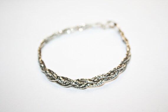 Vintage Wide Sterling Silver Chain Bracelet - image 1