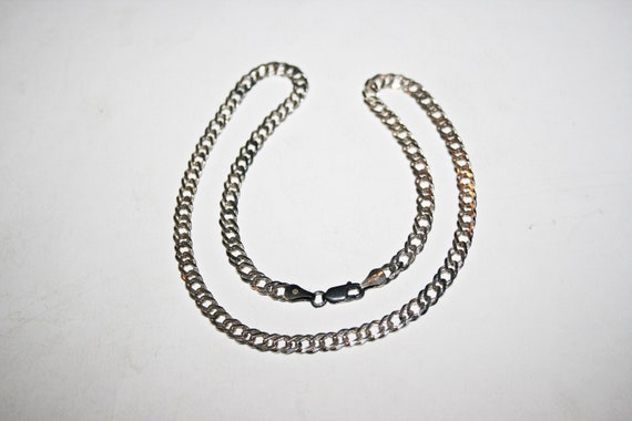 Vintage Wide Sterling Silver Chain Necklace - image 1