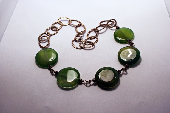 Vintage Sterling Silver and Green Chalcedony Neck… - image 4