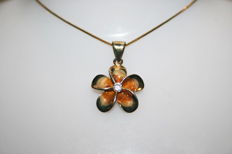 Vintage Vermeil Sterling Silver Flower Pendant on Chain