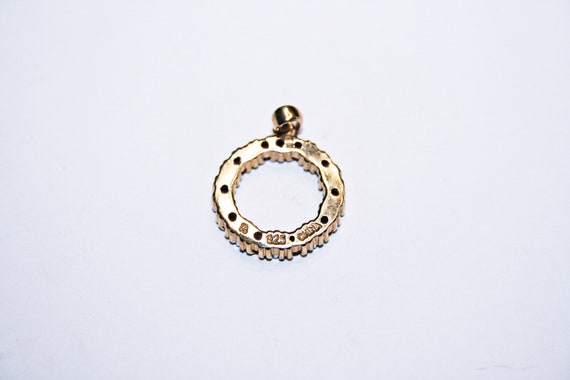 Vintage Sterling Silver Vermeil Circle Pendant - image 6