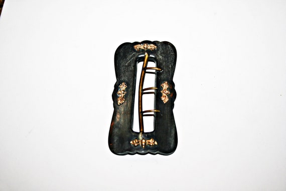 Antique Victorian Carved Horn Sash Buckle - image 7