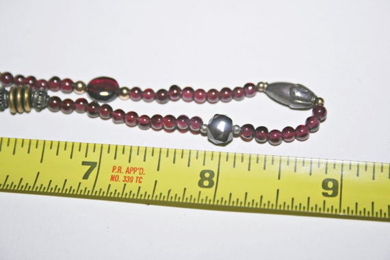 Vintage Boho Garnet Beaded Necklace - image 2