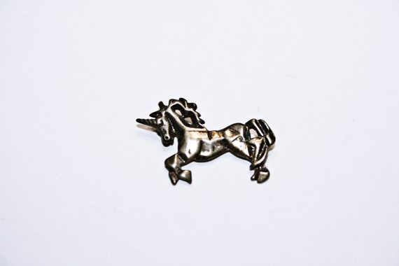 Vintage Sterling Silver Unicorn Pendant - image 1