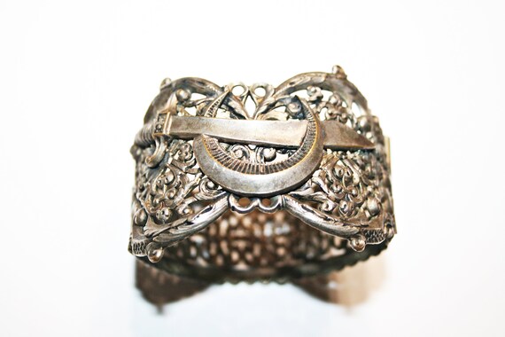 RARE Antique Masonic Shriners Cuff Bracelet - image 4