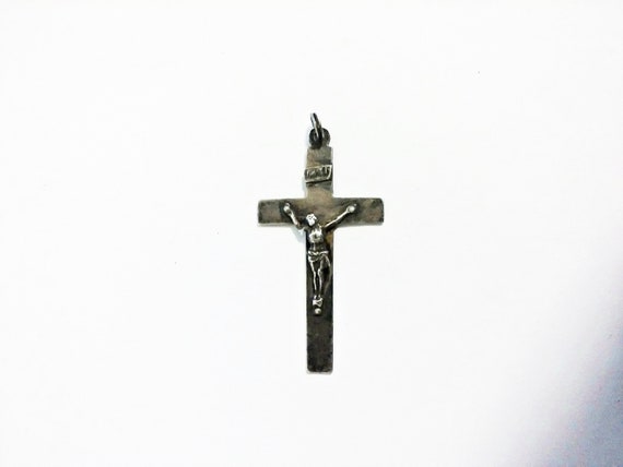 Antique French 800 Silver Crucifix - image 1