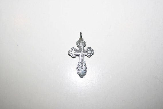 Antique 84 Silver Imperial Russian Cross Pendant - image 8