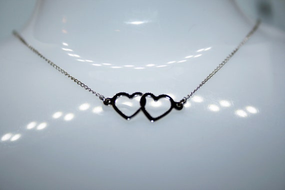 Vintage Sterling Silver Double Heart Necklace - image 10