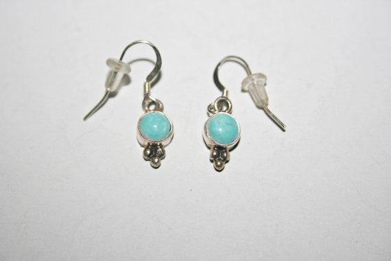 Vintage Sterling Silver Larimar Drop Earrings - image 3