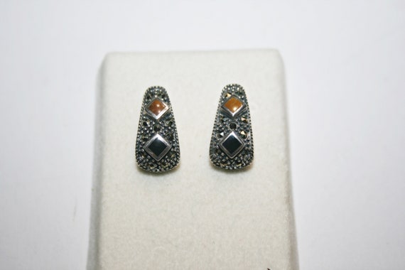 Art Deco Revival Sterling Silver Onyx Tiger's Eye… - image 9