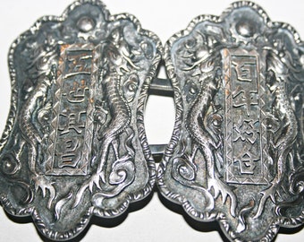 Accessoires Riemen & bretels Riemgespen VINTAGE ANTIEKE 19thC ZELDZAME Chinese Tibetaanse Zilveren Dragon riem gesp 
