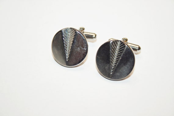 Vintage Silver Tone Modernist Cuff Links - image 3