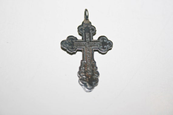 Antique 84 Silver Imperial Russian Cross Pendant - image 5