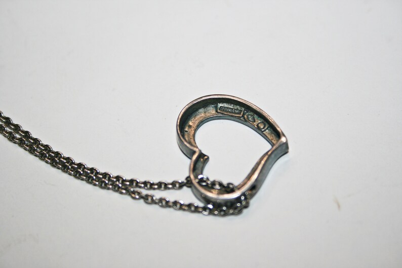 Vintage Sterling Silver Marcasite Heart Pendant Necklace