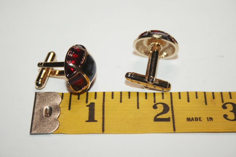 Vintage Red Enamel Cuff Links