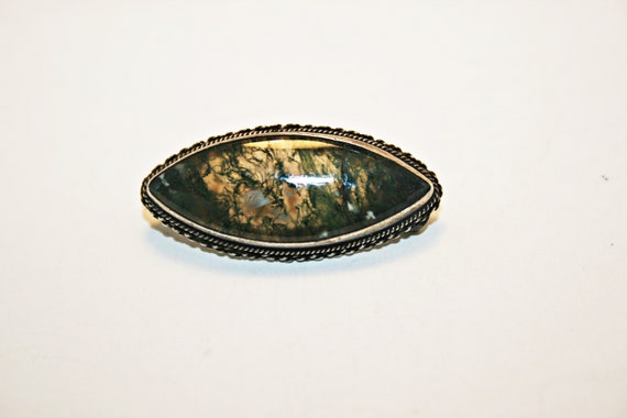 Antique Victorian Scottish Moss Agate Brooch